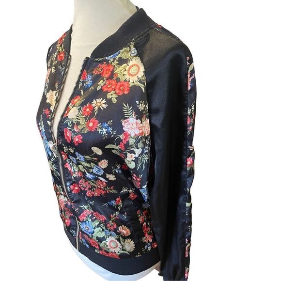 No Boundaries Multi-Color Floral Long Sleeve Full Zip Jacket Size L (11-13) Juni - Picture 4 of 10